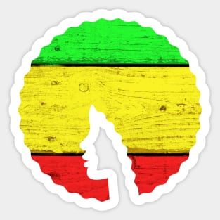 Afro Hair Woman with African Rasta Colors, Black History Sticker